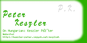 peter keszler business card